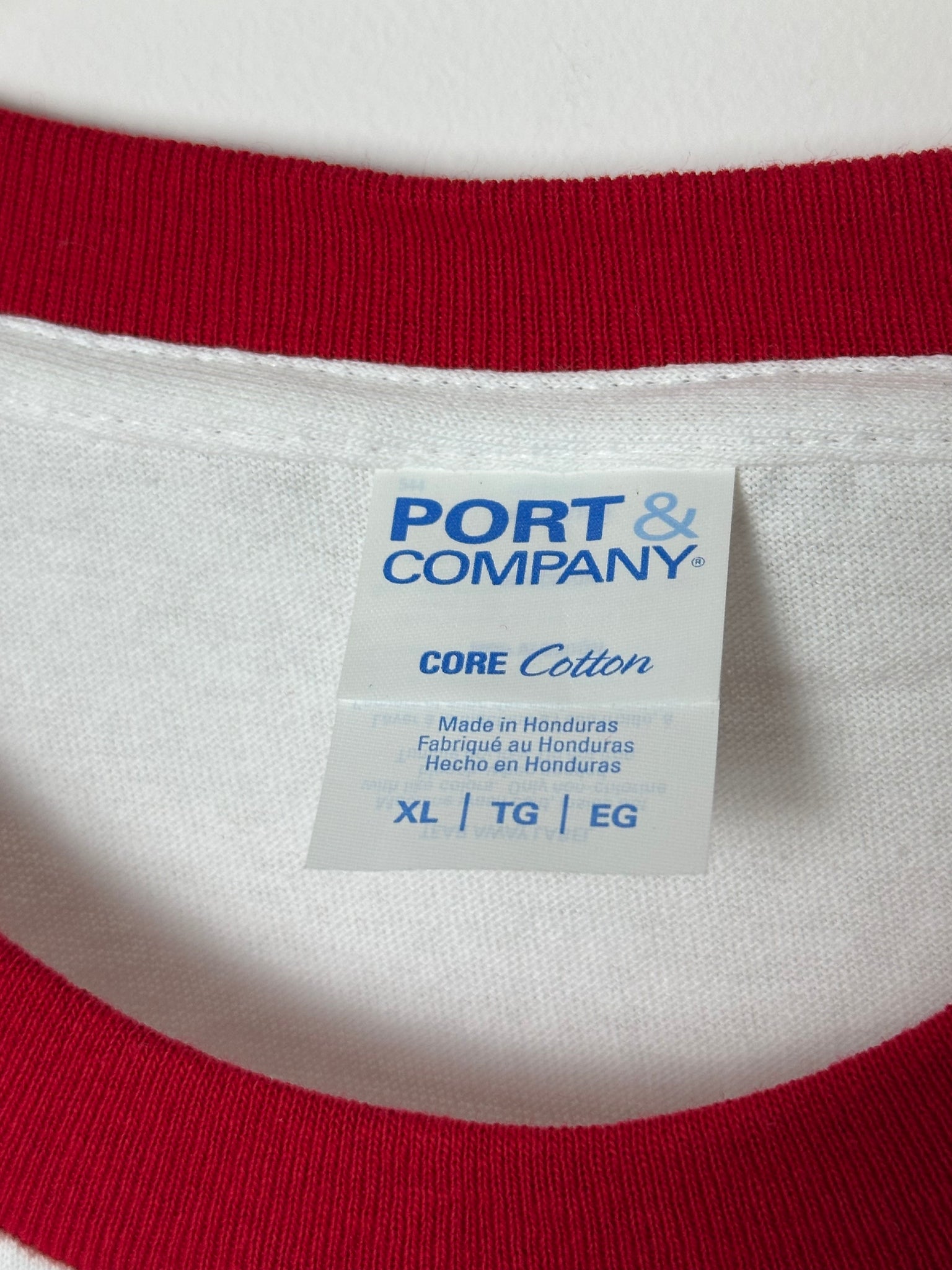 White and Red Ringer T (XL)