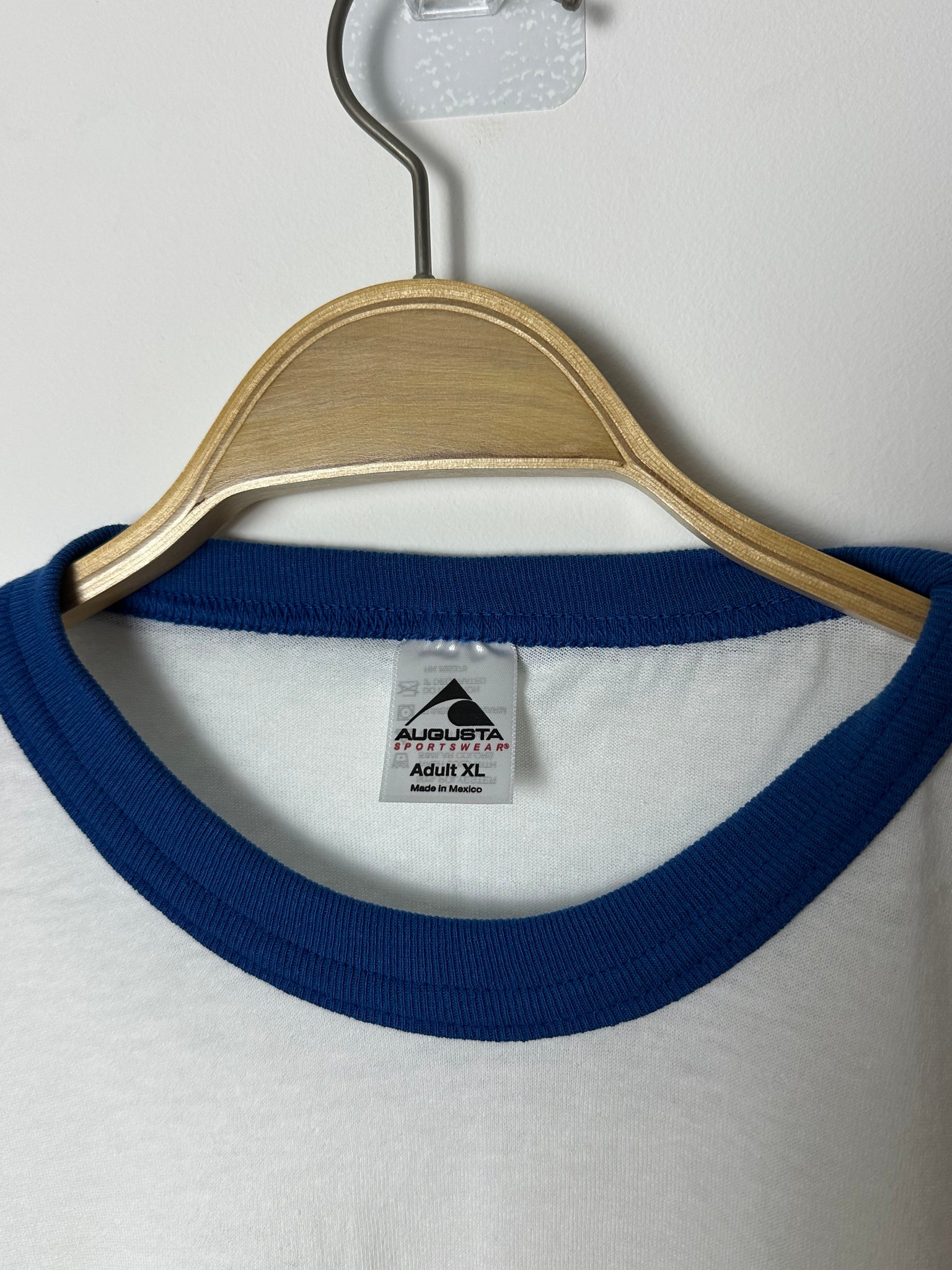 White and Blue Ringer T (XL)